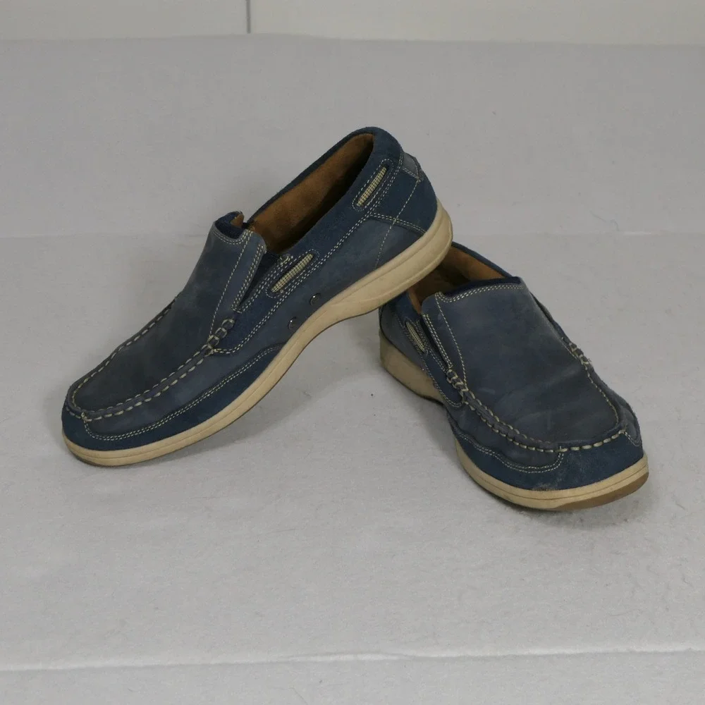Florsheim Men Slip On 10.5M Blue Leather Suede Loafer 13158-401 Nautical Coastal